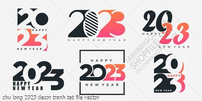 chu long 2023 decor tranh tet file vector
